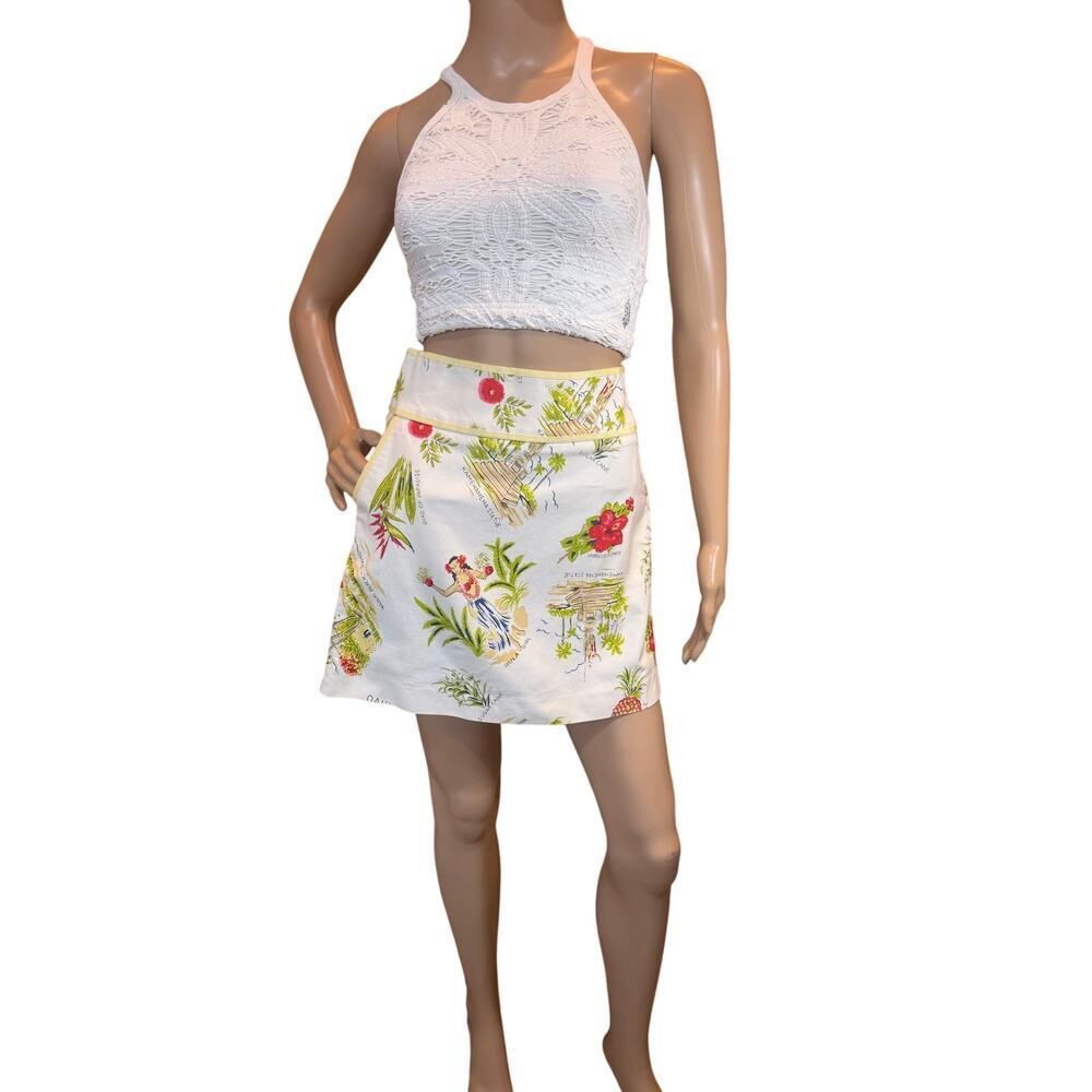 J. Crew Tropical Hawaiian Mini Skirt Size 8 Resortwear Whimsical Festival EUC